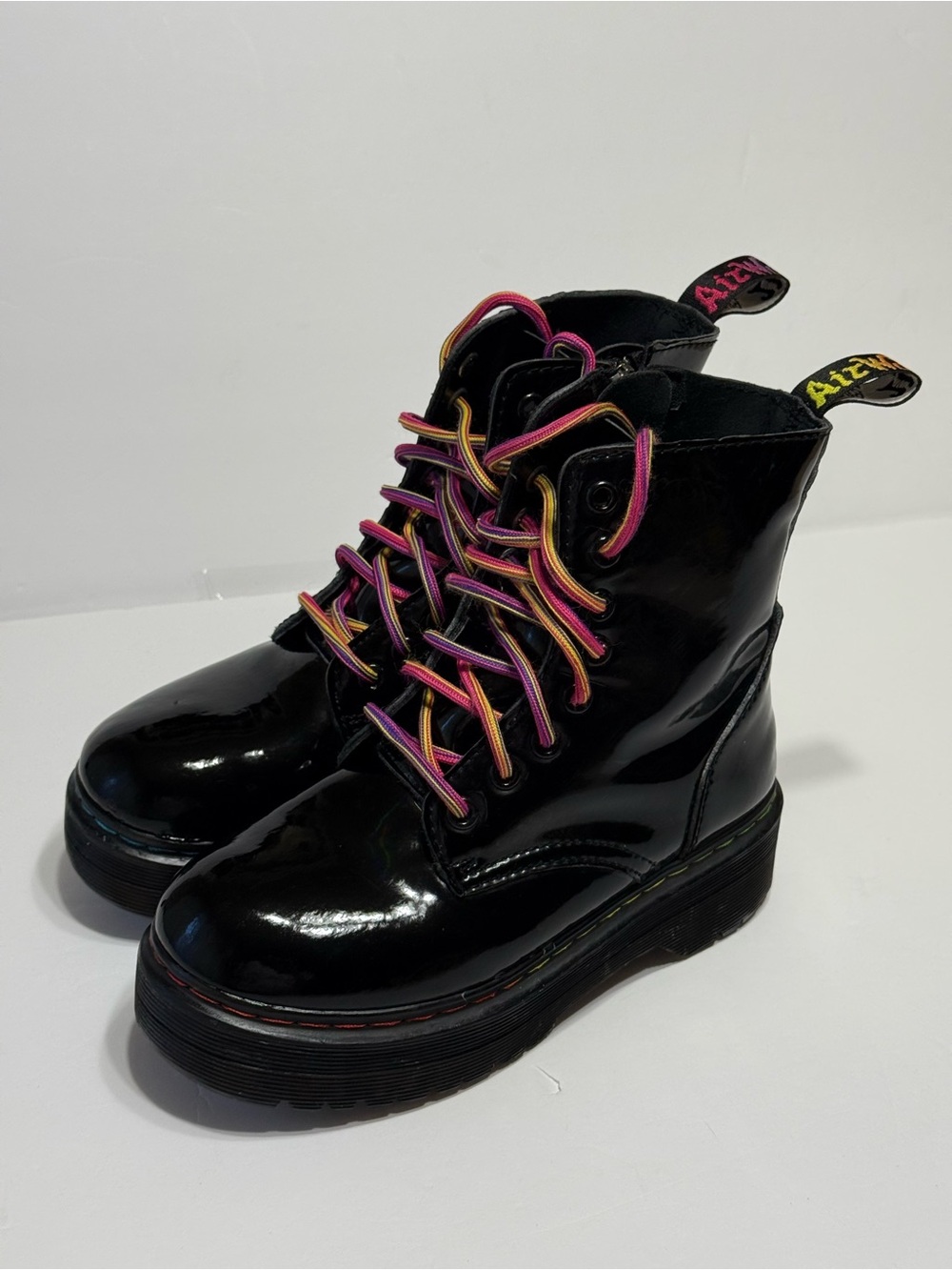 Dr. Martens Glossy Black Patent Combat Boots Girls Sz 2